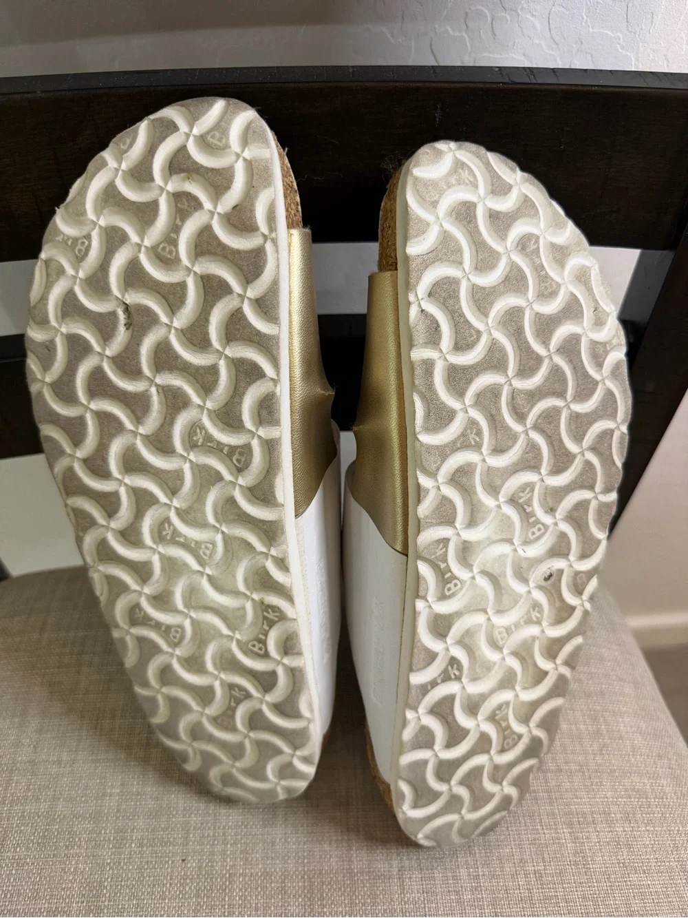 Birkenstock White & Gold Sandals